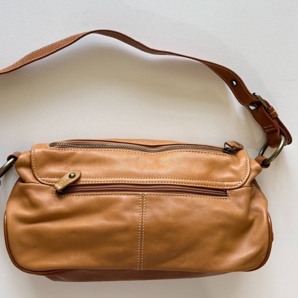 LUCE Leather Hobo Handbag Purse Shoulder Bag Brown‎ Tan Zip Closure Boho - Picture 4 of 16